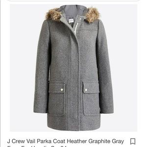 J Crew Vail Parka Coat with Faux Fur Hood
